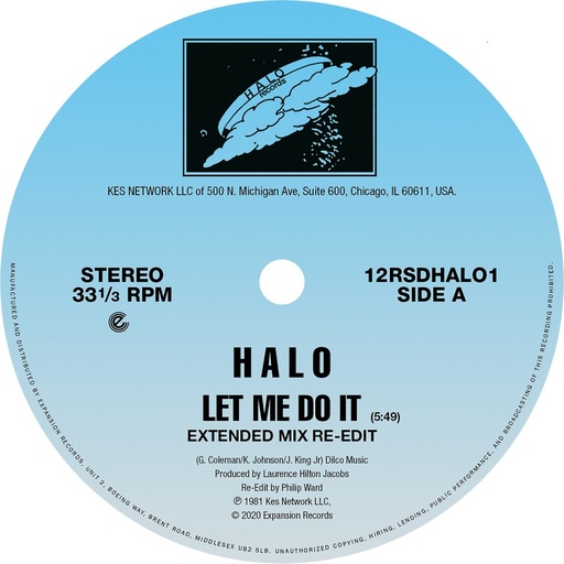[12RSDHALO1] Halo, Let Me Do It (Extended Version Re-Edit)/ Let Me Do It / Life (Re-Edit)