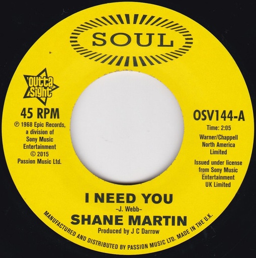 [OSV144] Shane Martin, I Need You / Taj Mahal, A Lot Of Love