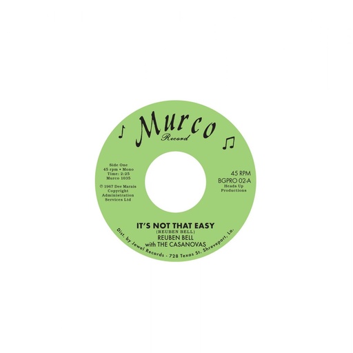 [BGPRO 02] Reuben Bell With The Casanovas, It's Not That Easy / Hummin' A Sad Song